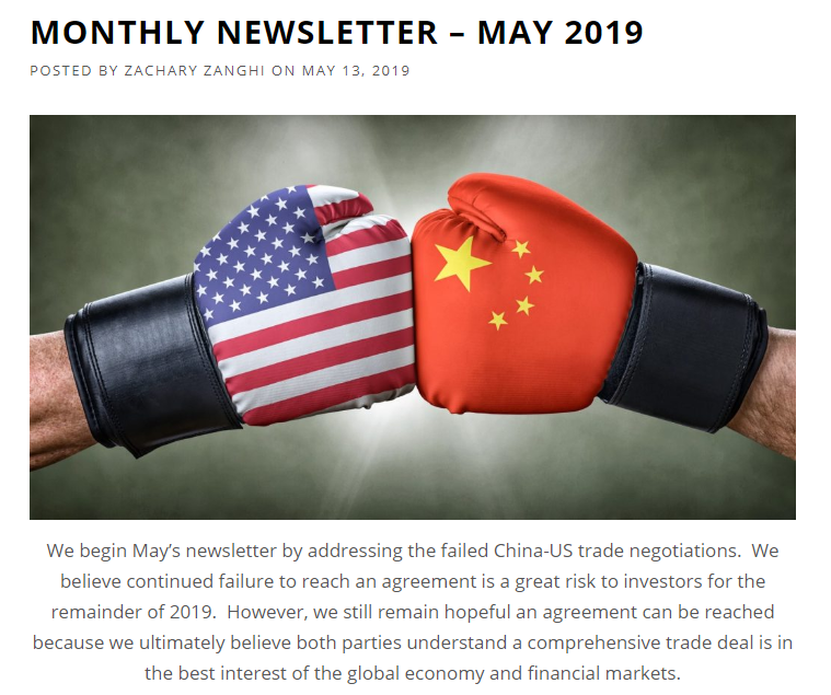 Touchstone Advisory, LLC Monthly Newsletter — May 2019 by Zachary