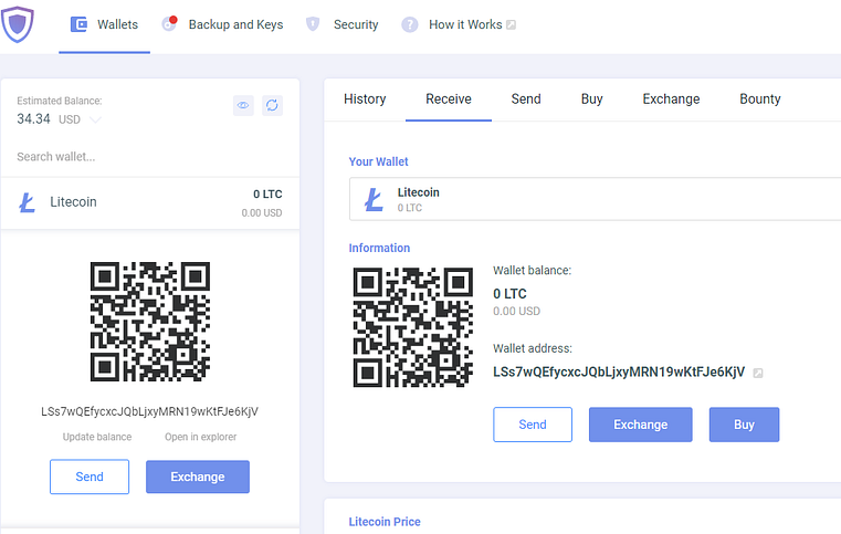 Guarda wallet user interface