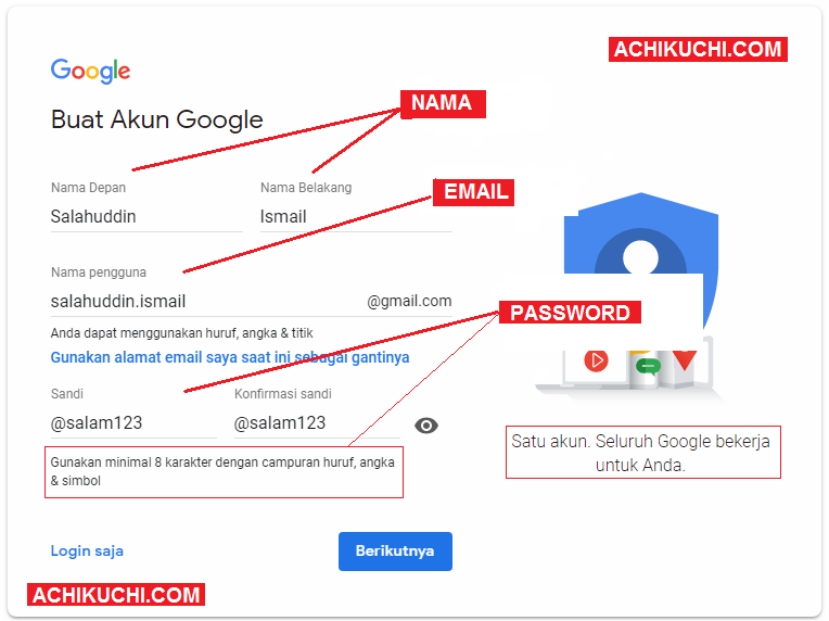 Akun google saya dan kata sandi