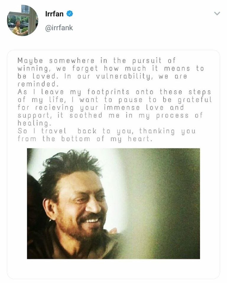 Irrfan Khan 20 Life Lessons From His 20 Quotes By Naman Nanda Medium