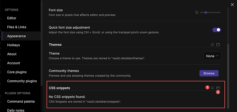 Obsidian CSS snippets
