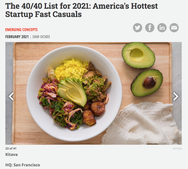Kitava Named to QSR 40/40 List. On February 1, QSR Magazine announced