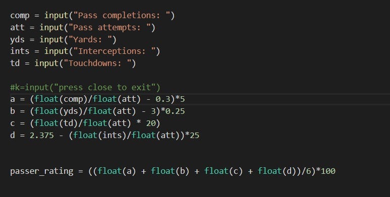 QB Ratings and How to Calculate Them | by Darrick Pang | Medium
