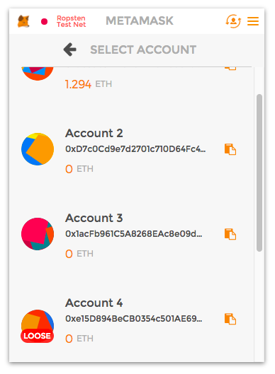 metamask loose on the account