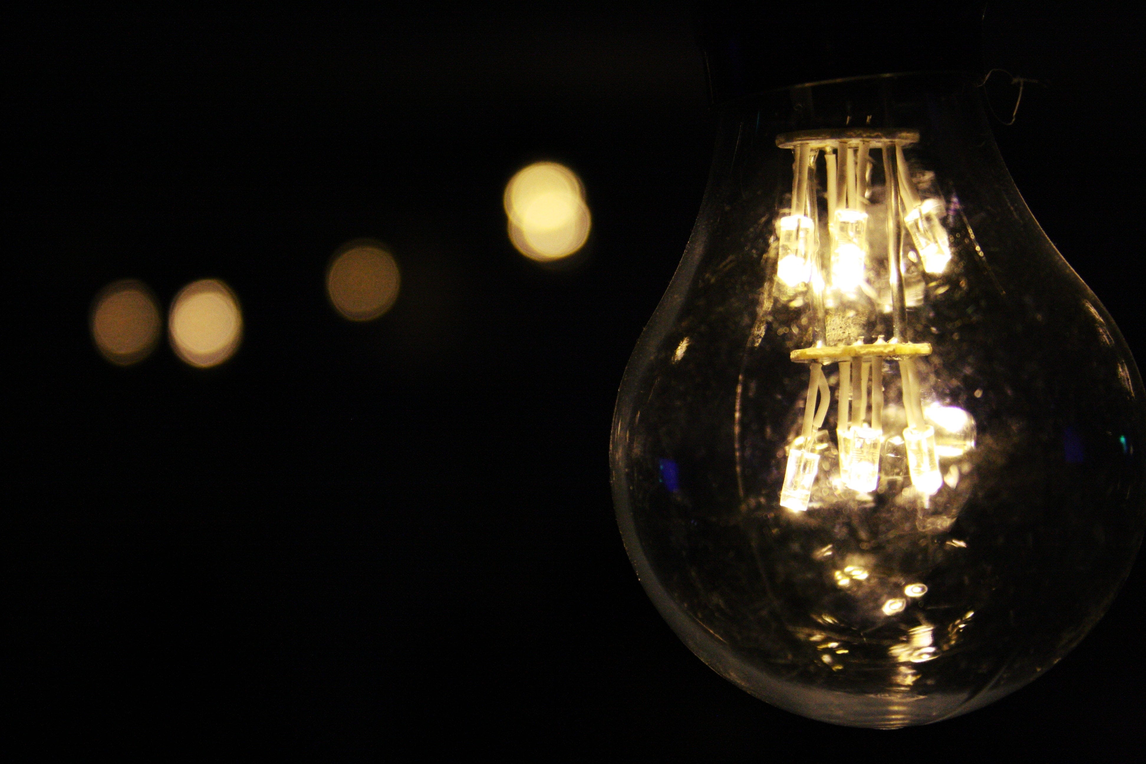 A closeup image of a lightbulb.