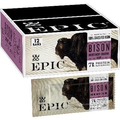 Best keto snacks Epic Bison Bars with 7g of protein and 1g of net carbs