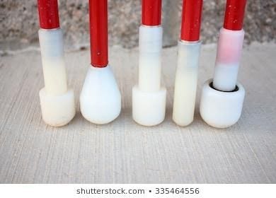 Image of different tips of a white cane