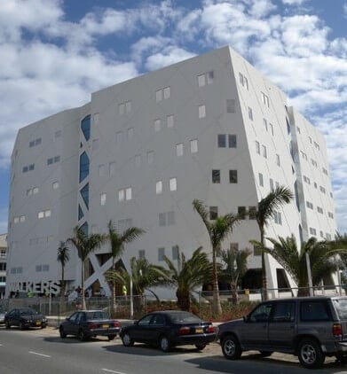 A notable office building in Cayman. Gorgeous weather outside, yet still inside a cubicle.