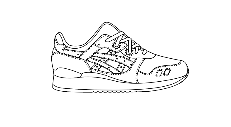 asics shoes drawing