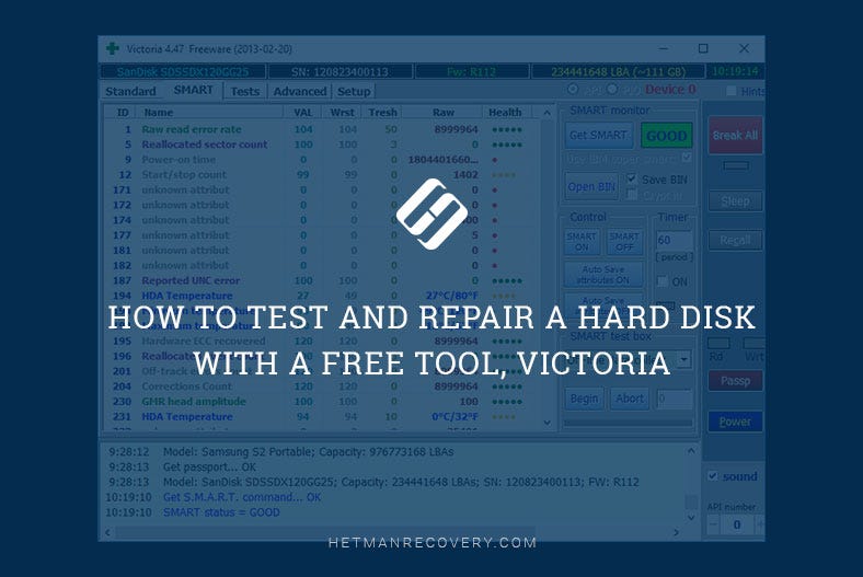 How to Test and Repair a Hard Disk with a Free Tool, Victoria | by Hetman  Software | Hetman Software | Medium