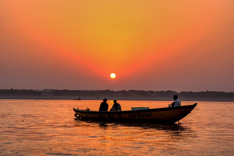 Boating in river Ganges in Varanasi, India