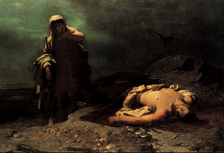 Antigone ölü Polyneikes'in önünde, Antigone in front of the dead Polynices, Nikiforos Lytras 1865