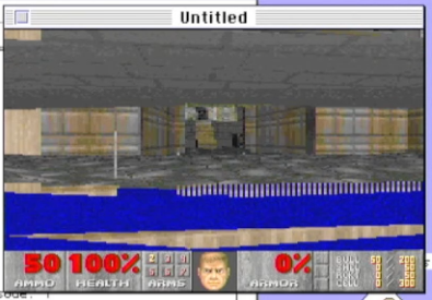 Screenshot of Doom showing visual artifacting as I move the game around.