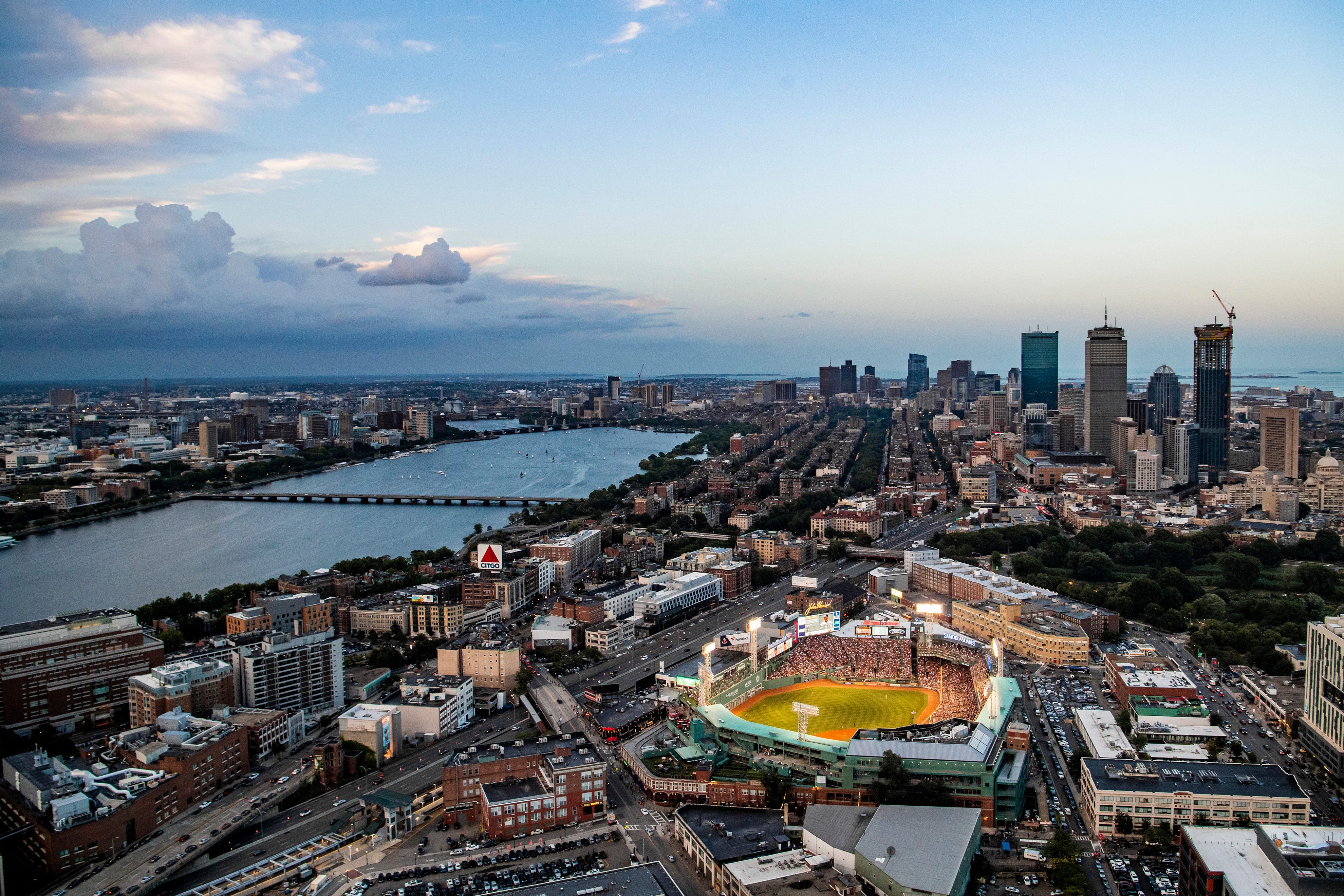 Fenway Park aerial photographs shot during Red SoxYankees game by