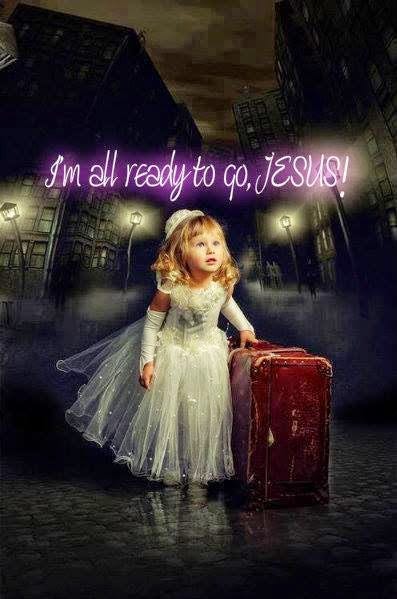 Little girl with suitcase ready for Jesus