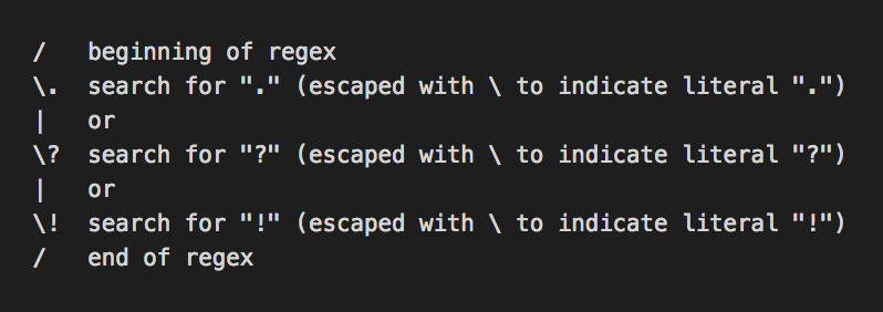 What the /\.|\?|\!/ is regex?. Regex is short for Regular Expression ...