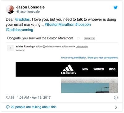 adidas boston marathon tweet