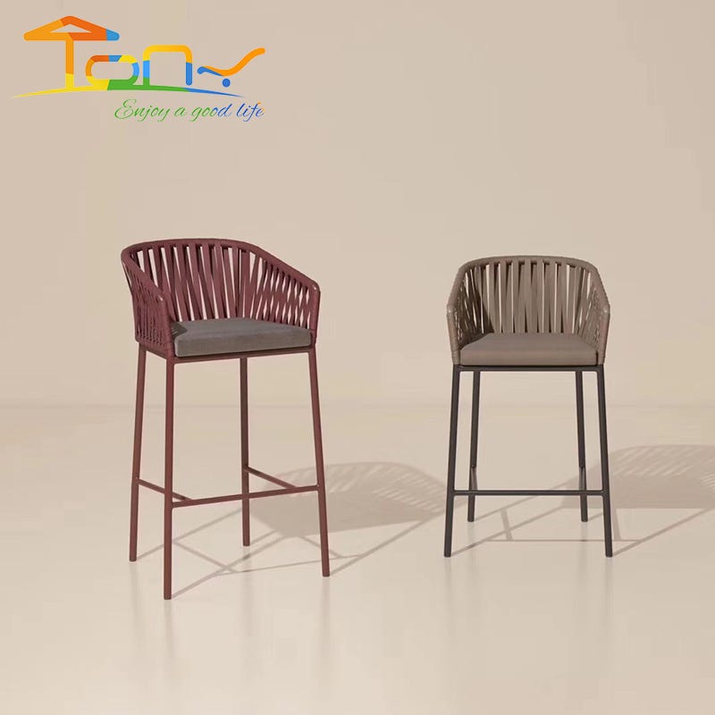 Best Quality End Poly Cord Weaving Sofa Chair Used Outdoor Patio Furniture For Hotel Fashionable Aluminum Frame Rope High Bar Stool Accept Customized By Tony Li Medium