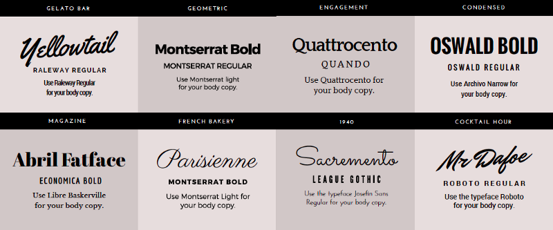 Some font pairing examples