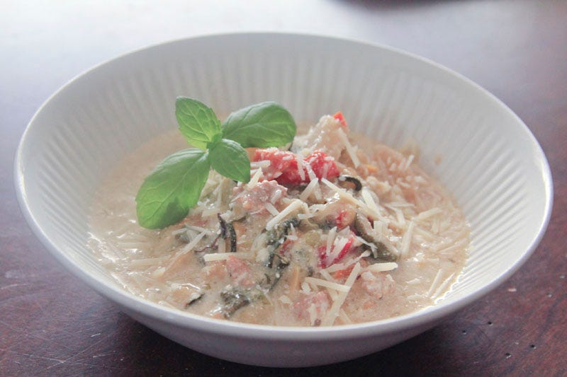 Sausage Bacon and Mushroom Chowder by Keto Plans Medium