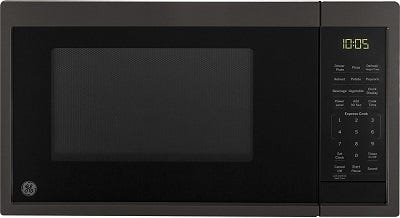 GE Appliances JES1095BMTS Microwave Oven | 0.9 Cubic Feet Capacity, 900 Watts | Kitchen Essentials for the Countertop or Dorm Room Cu Ft, Black Stainless Steel