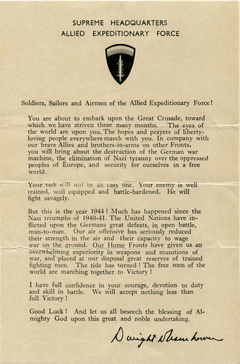 D-Day at 75: Eisenhower’s Order of the Day for Operation Overlord | by ...