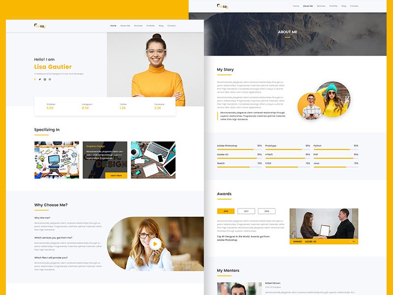 Download Raisa Multipurpose Business Agency Personal Portfolio Psd Template By Md Mostofa Kamal Medium PSD Mockup Templates