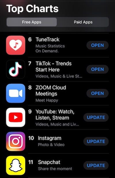This is a screenshot of TuneTrack at #6 in the United States top charts on the App Store.