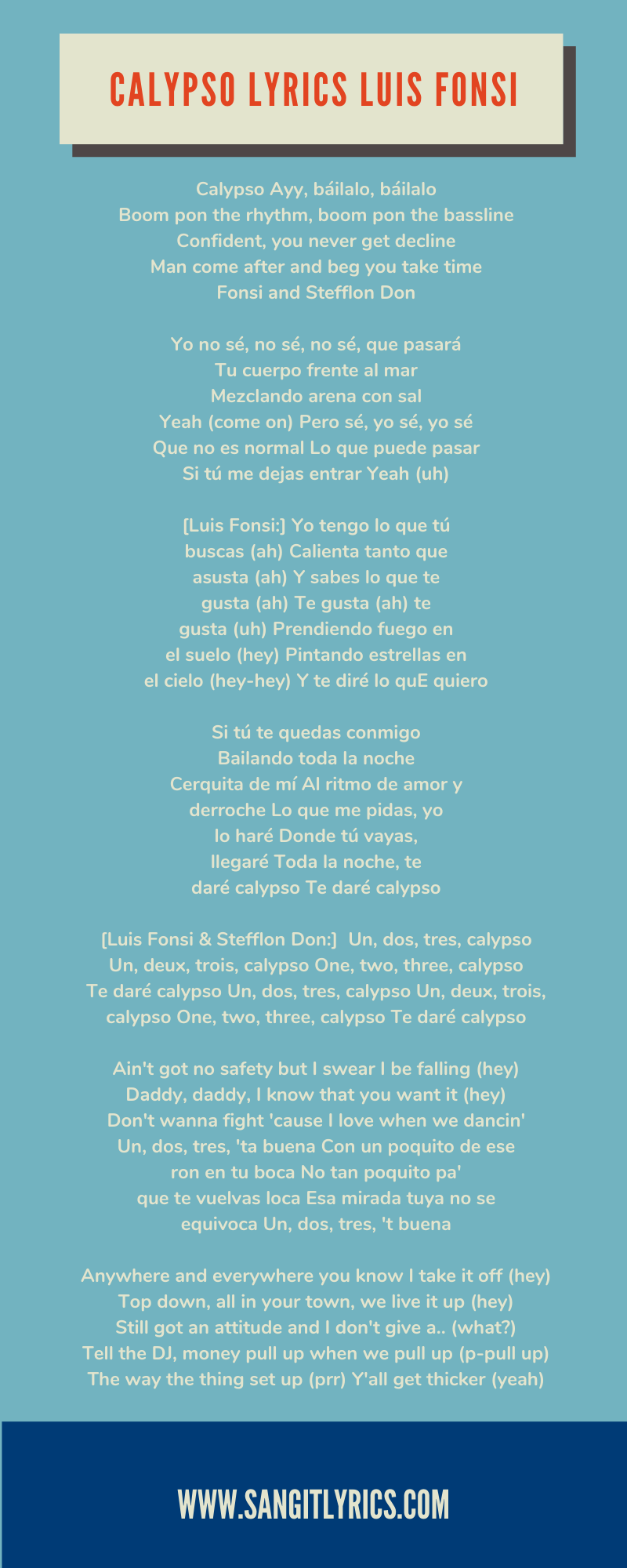 Calypso Lyrics Luis Fonsi Stefflon Don By Ankit Medium Calypso Lyrics Luis Fonsi Stefflon Don By Ankit Medium