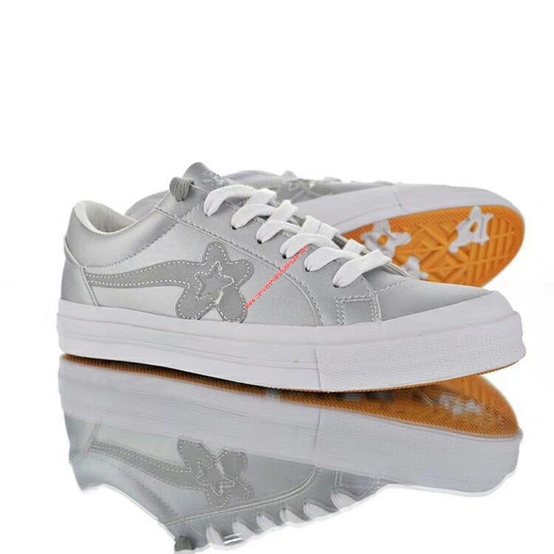 X Golf Le Fleur Leather Low Top Silver 