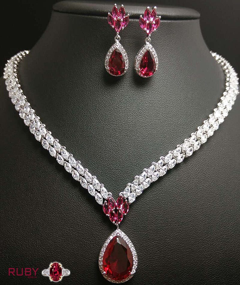 Ruby with diamond necklace. Ruby 