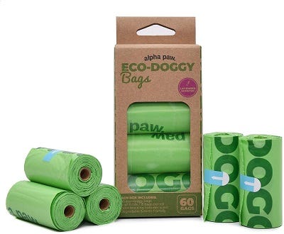 Alpha Paw Eco Doggy Bags, Odor Blocking and Biodegradable Dog Waste Bags, Natural Lavender-Scented, Leak Proof, Eco-Friendly Puppy Supplies