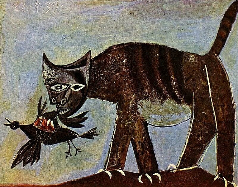 Great Paintings Cat Catching A Bird By Pablo Picasso By Maria Cristina Medium