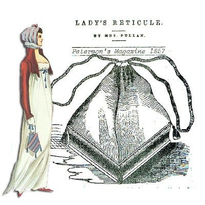 women with a reticule-small pouch to hold her belongings