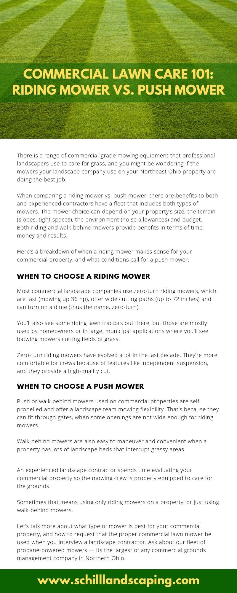 Commercial Lawn Care 101 Riding Mower Vs. Push Mower by Schill