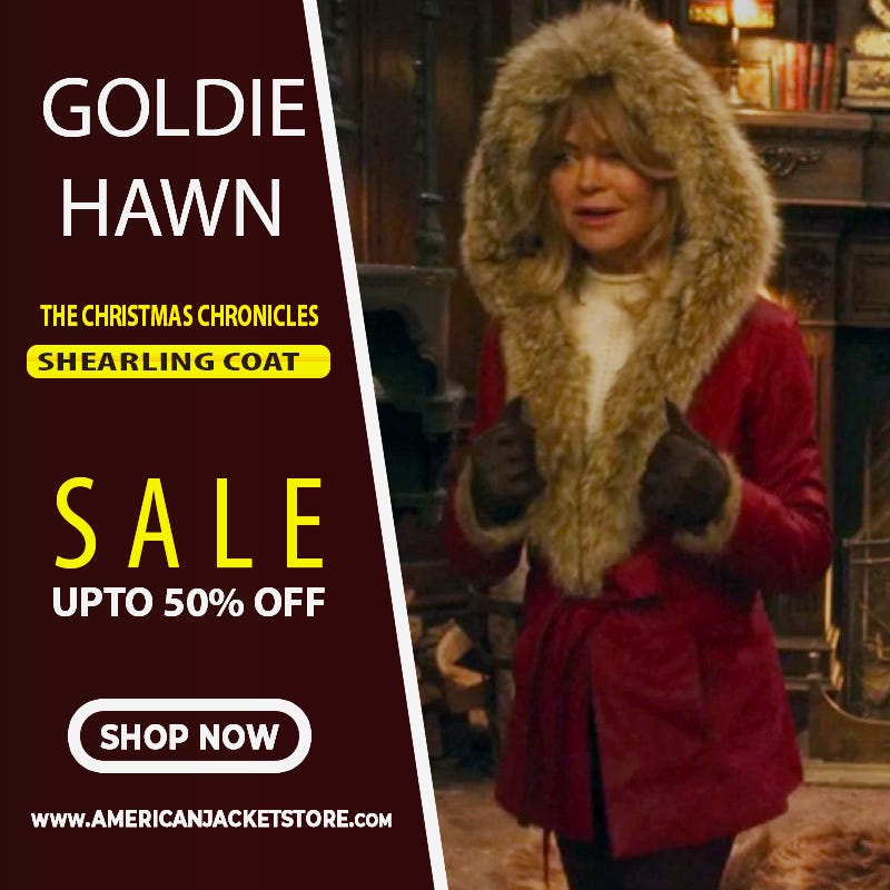 The Christmas Chronicles Goldie Hawn Shearling Coat By American Jacket Store Medium