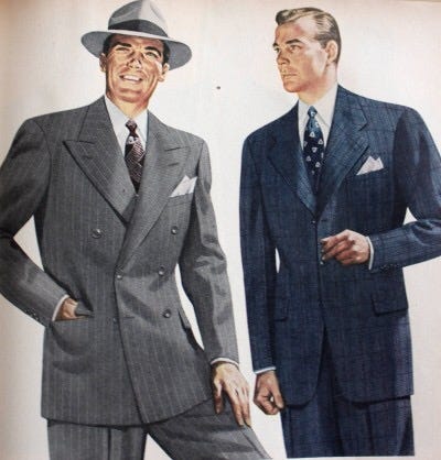 how did men dress in the 40s