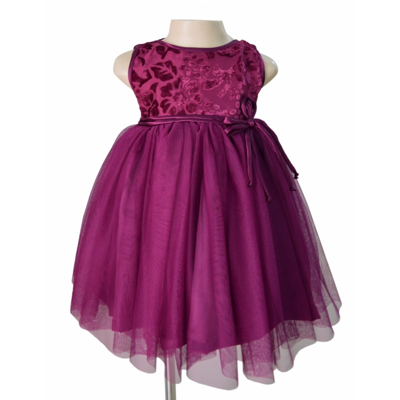 maroon colour baby frock