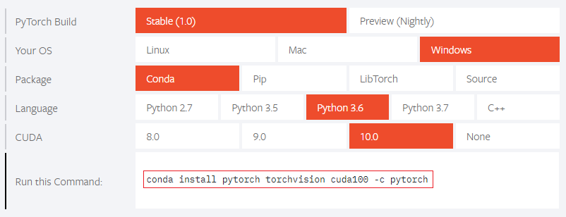 pytorch cuda windows 10
