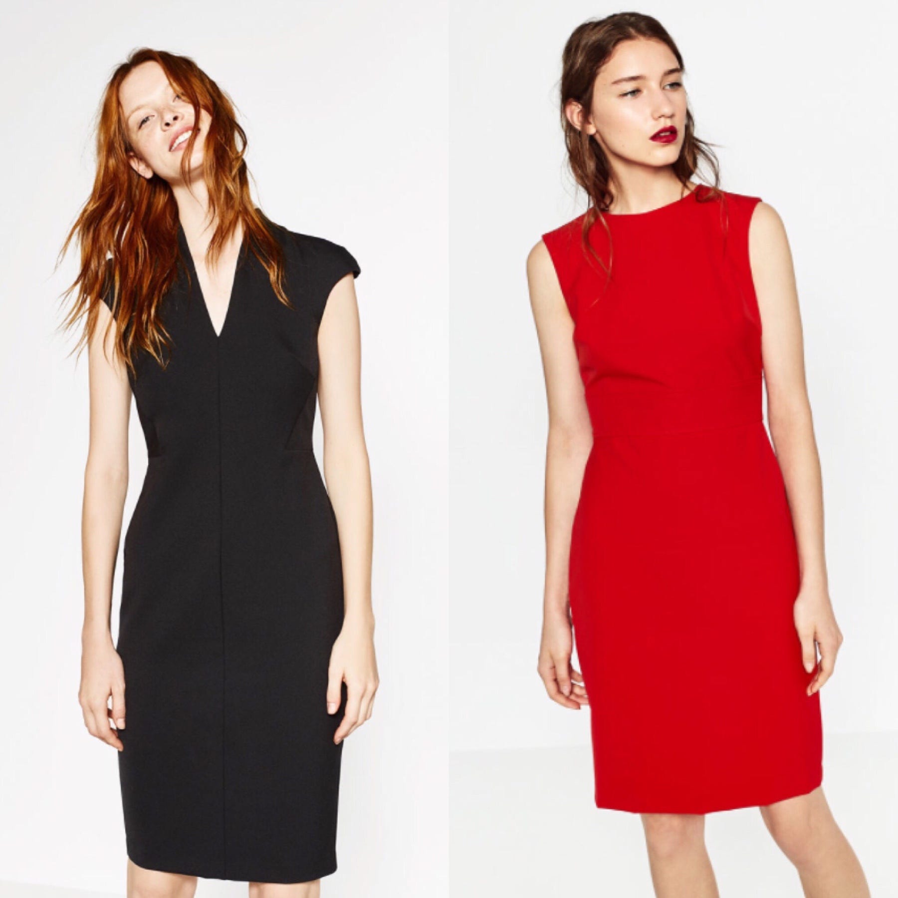 zara woman red dress