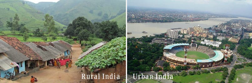 Rural India vs. Urban India. India as a whole is quickly developing… | by  Asha Bhavan Centre | Medium