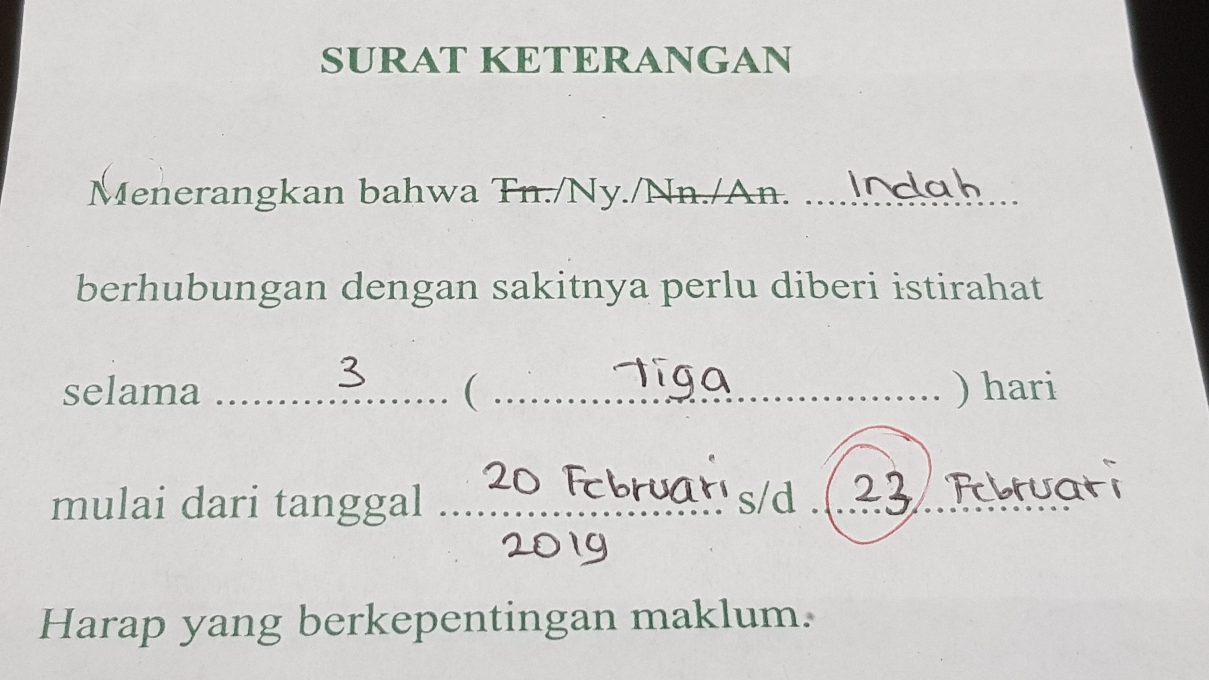 Format cara membuat surat izin sakit sekolah berikutnya adalah isi surat.