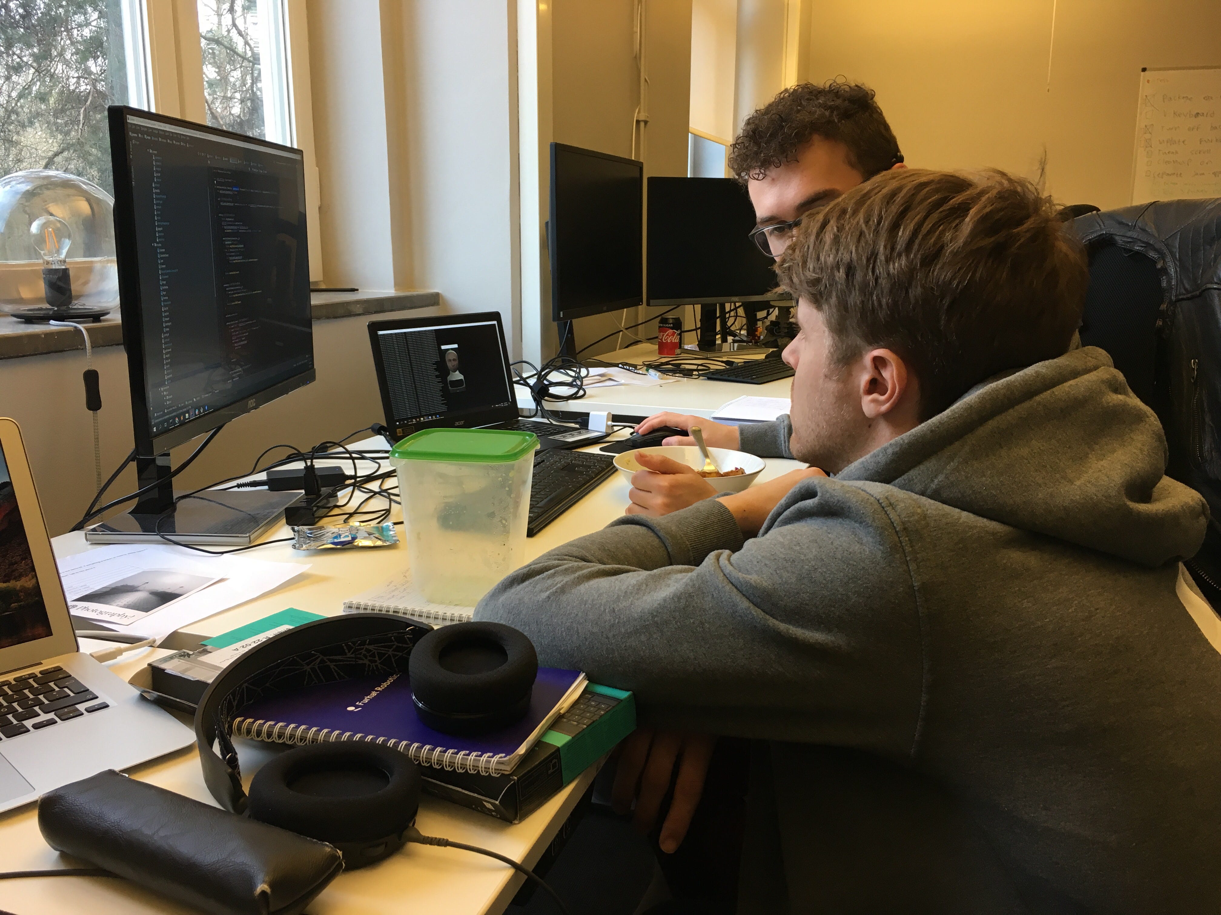 discussions in front of a computer screen
