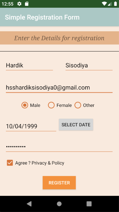 How to make a complete registration page for application in android ...