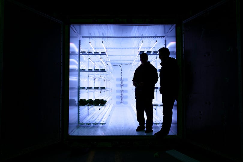 storage container illuminated with flourescent lights