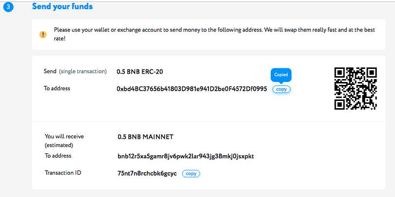 Deposit address for crypto exchange