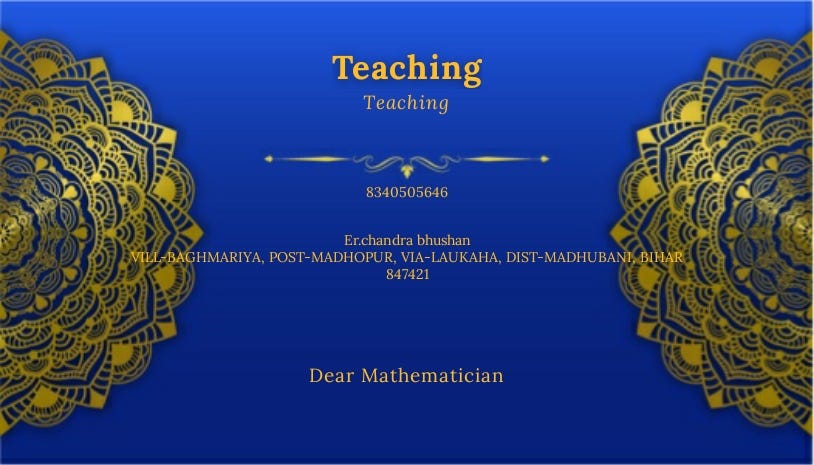 Hello Everyone This Pic Is My Youtube Channel And My Channel Name Is Dear Mathematician And I Am Teaching About Math Math Proof Physics And My Name Chandra Bhushan Yadav I Am From India