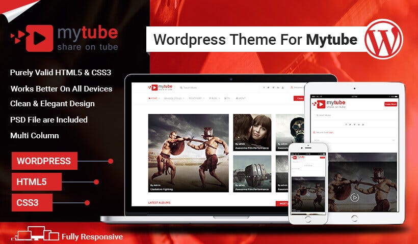 MyTube - Best Youtube Style Video Sharing Responsive WordPress Theme For Us...