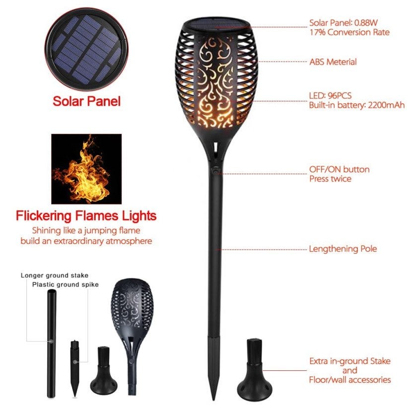 Waterproof Solar Flame Lamp