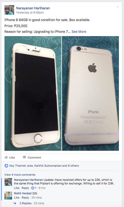 My Experience Of Trying To Sell An Iphone 6 On Quikr Olx Sulekha And Facebook Groups By Narayanan Hariharan Medium